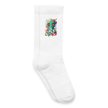 Octopus Squid - Bébé calmar Poulpe - Chaussettes de tennis bio enfant - blanc - Droite