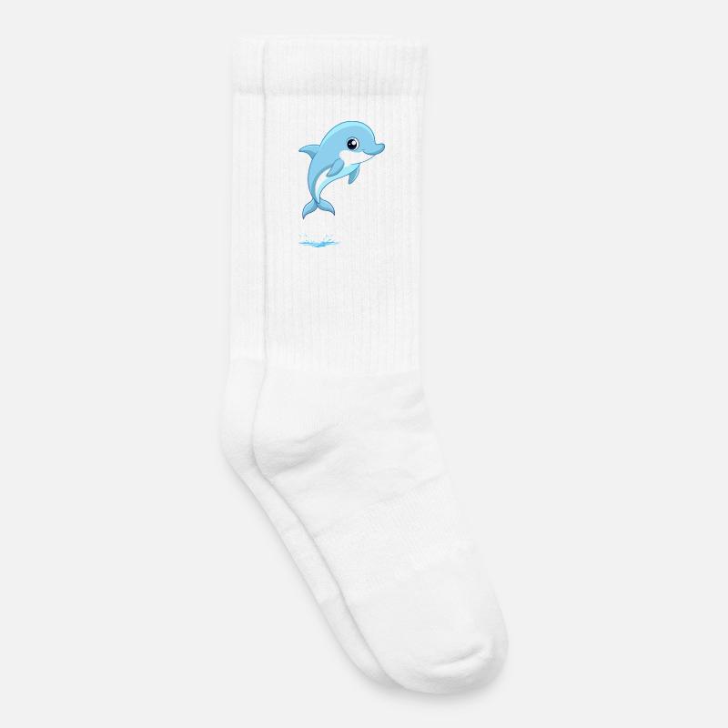 Bébé dauphin bleu sautant hors de l'eau - Tennisstrømper børn - hvid