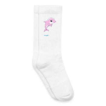 Bébé dauphin rose sautant hors de l'eau - Chaussettes de tennis bio enfant - blanc - Droite