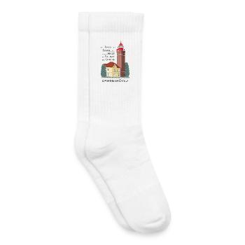 Dahme, dessin à la main d’un vieux phare, Dahmeshöved - Chaussettes de tennis bio enfant - blanc - Droite
