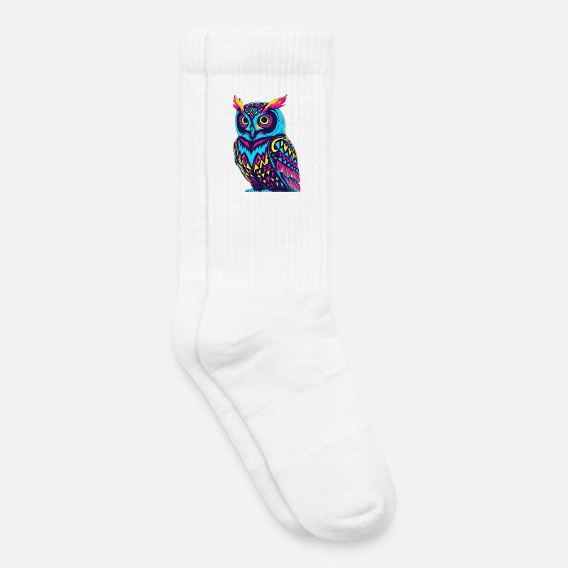 Neon Tribal Eule Design - Kinder Tennissocken - Weiß