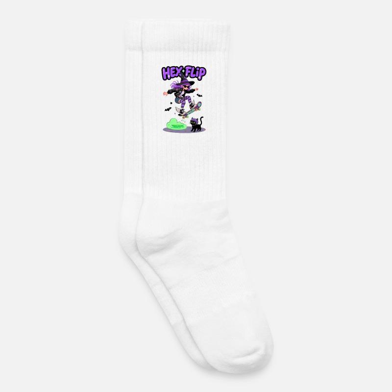 Hex Flip Witch Skateboard Design - Kinder Tennissocken - Weiß