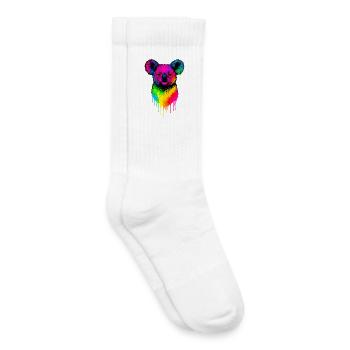 Rainbow Koala Neon Splatter - Kids Tennis Socks - white - Right