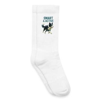 Chien Border Collie - Chaussettes de tennis bio enfant - blanc - Droite