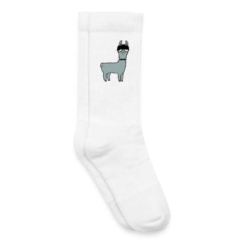 Lama Nerd Geek Hornglasses Noeud papillon Drôle Alpaga Mignon - Chaussettes de tennis bio enfant - blanc - Droite