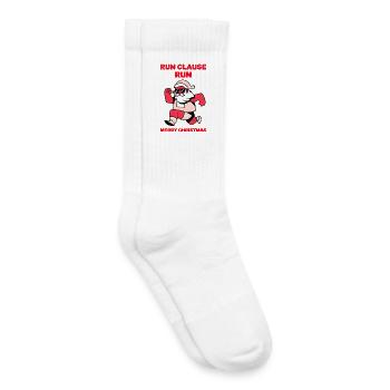 Run, Clause, Run – Christmas Design - Kids Tennis Socks - white - Right