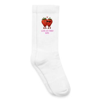 Liebe auf den ersten Biss Erdbeeren Karikatur  - Kinder Tennissocken - Weiß - Rechts