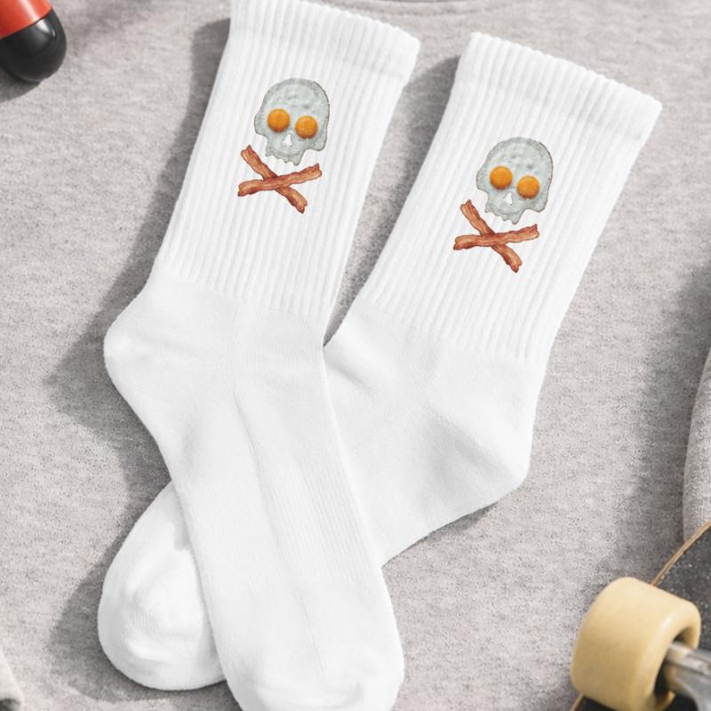 Fried Egg Skull with Bacon Cross Kids Tennis Socks