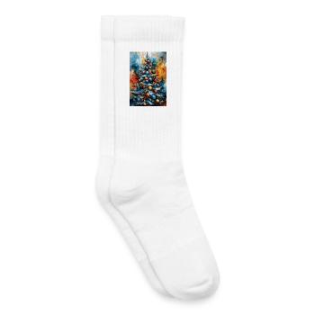 Lebendiger Aquarell-Weihnachtsbaum - Kinder Tennissocken - Weiß - Rechts