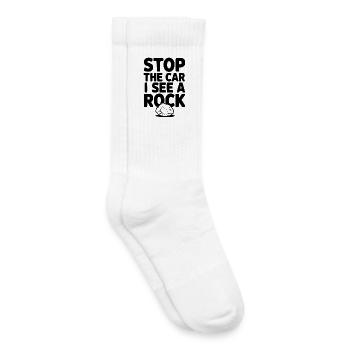 Stop the Car I See a Rock - Kids Tennis Socks - white - Right