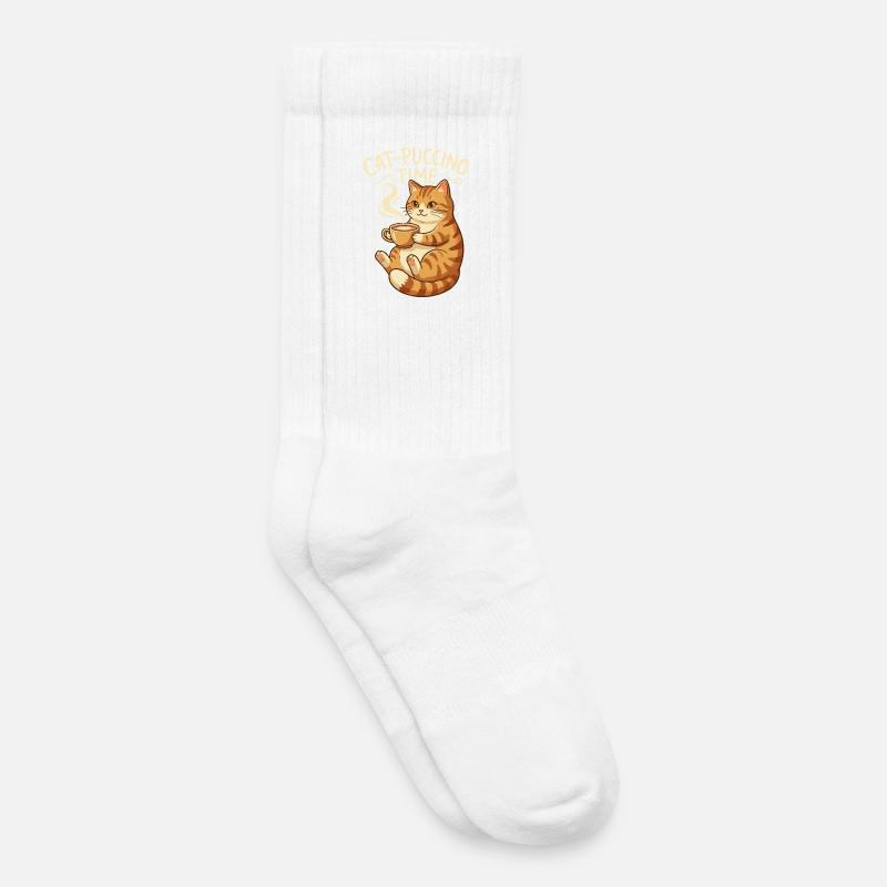 Cat-Puccino Zeit Katze Kaffee - Kinder Tennissocken - Weiß