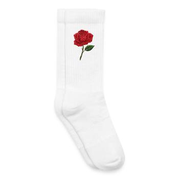 Rose im bestickten Look (bedruckt) - Kinder Tennissocken - Weiß - Rechts