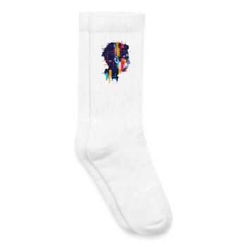 Digital AI Motif PCB Hacker Circuit Art - Kids Tennis Socks - white - Right