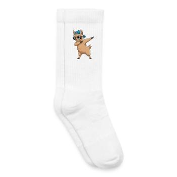 Cool Dabbing Llama Sunglasses Cartoon Art - Kids Tennis Socks - white - Right