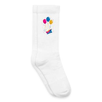 Karneval mit Narrenkappe und bunten Ballons - Kinder Tennissocken - Weiß - Rechts