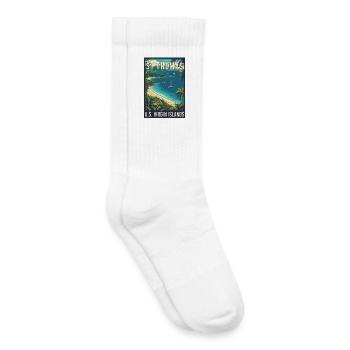 Art de voyage vintage tropical St. Thomas - Chaussettes de tennis bio enfant - blanc - Droite