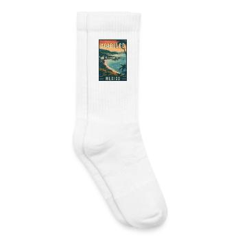 Discover Acapulco in Mexico Tropical Travel Art - Kids Tennis Socks - white - Right