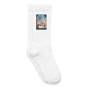 Explore Vibrant Souks of Marrakesh in Morocco - Kids Tennis Socks - white - Right