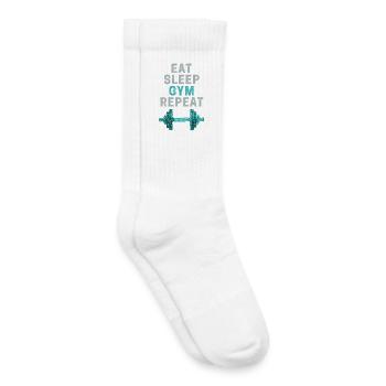 Eat Sleep Gym Repeat Fitnessstudio Bodybuilder - Chaussettes de tennis bio enfant - blanc - Droite