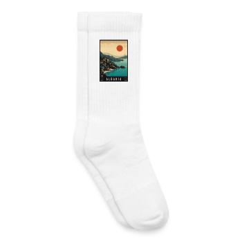 Découvrez les montagnes de la plage et l’histoire de l’Albanie - Chaussettes de tennis bio enfant - blanc - Droite