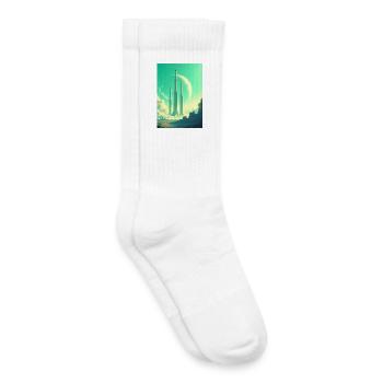 Retro futuristische Weltraumlandschaften 1960er Jahre Ästhetik - Kinder Tennissocken - Weiß - Rechts