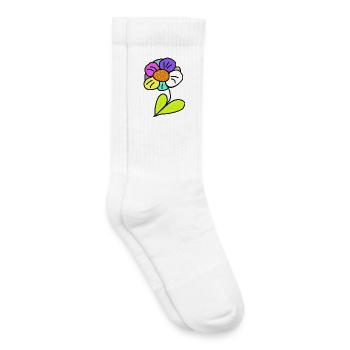 Fleurs rétro vintage des années 80 - Chaussettes de tennis bio enfant - blanc - Droite