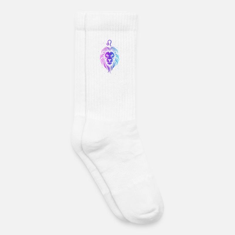 Löwe – Neonsternzeichen - Kinder Tennissocken - Weiß