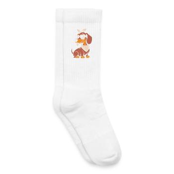 Cool Dachshund Dog Heart Glasses - Kids Tennis Socks - white - Right