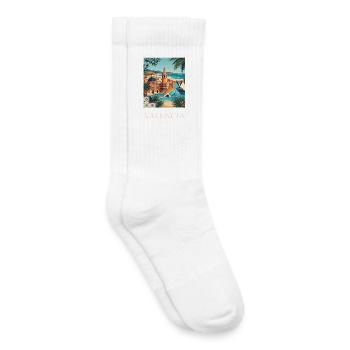 Affiche de voyage sur l’architecture côtière de Valence en Espagne - Chaussettes de tennis bio enfant - blanc - Droite