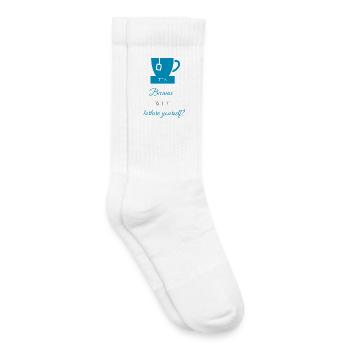 TEA-RIFFIC (Blue + Grey) - Kids Tennis Socks - white - Right