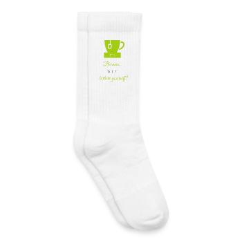 TEA-RIFFIC (Lime + Grey) - Kids Tennis Socks - white - Right