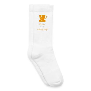 TEA-RIFFIC (Orange + Grey) - Kids Tennis Socks - white - Right