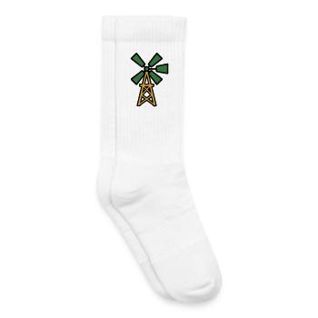 Wind Turbine Farm Graphic - Kids Tennis Socks - white - Right