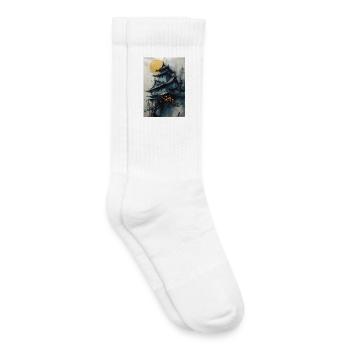 Pagoda under the moon in watercolor - Kids Tennis Socks - white - Right