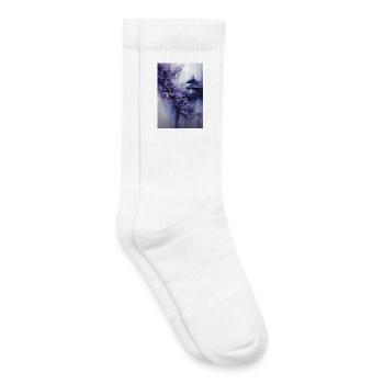 Lila Pagode und Blumen - Kinder Tennissocken - Weiß - Rechts