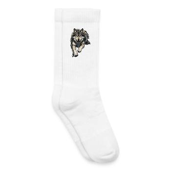 Wolf Illustration - Kids Tennis Socks - white - Right