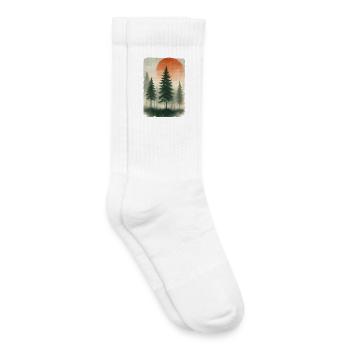 Vintage Forest Sunset Watercolor - Kids Tennis Socks - white - Right