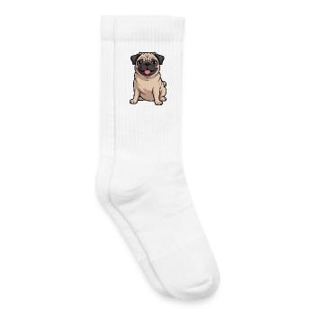 Cartoon Pug Dog Lover - Kids Tennis Socks - white - Right