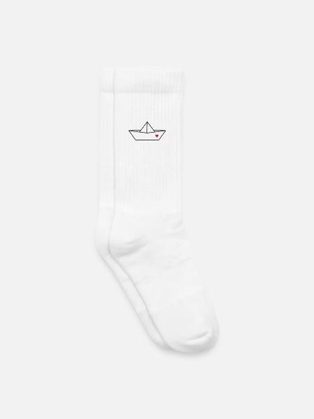 Boat paper ship heart I harbor love gift - Kids Tennis Socks - white