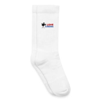 Love Cinema Bold Red Blue Typography - Kids Tennis Socks - white - Right