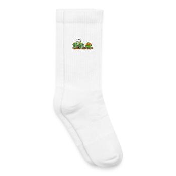 Pig drives tractor with trailer farm - Kids Tennis Socks - white - Right