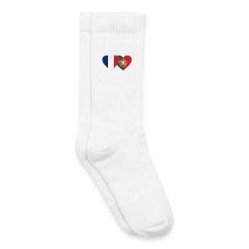 France Portugal Flag Heart - Kids Tennis Socks - white - Right