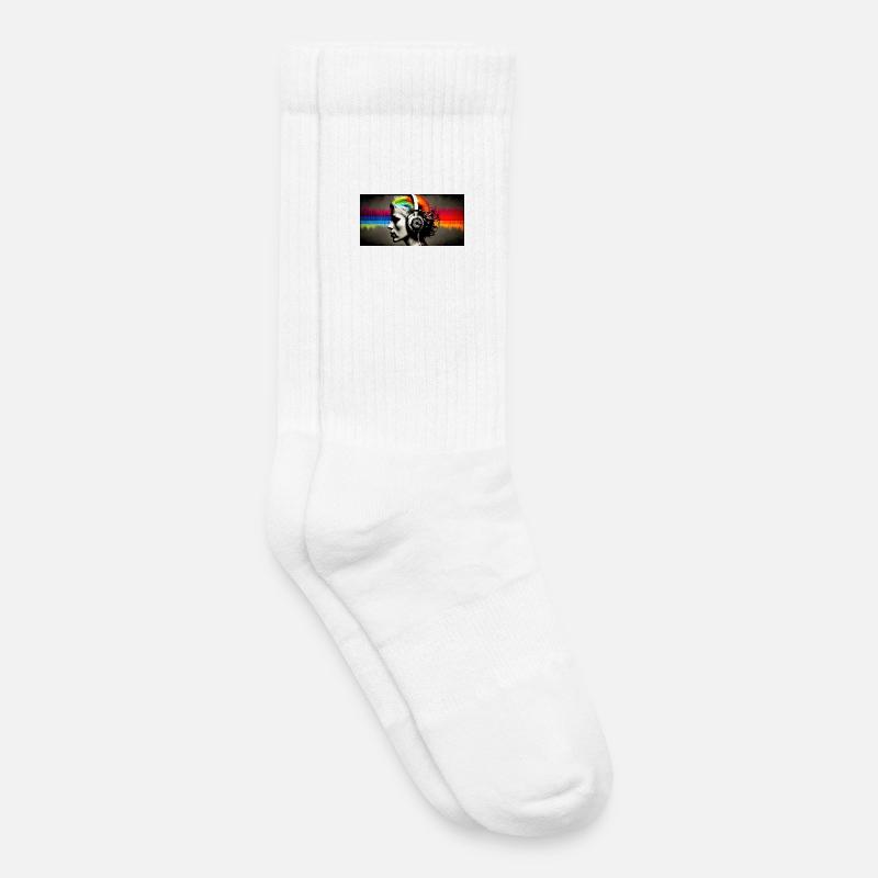 Rainbow Pulse Kopfhörer-Porträt - Kinder Tennissocken - Weiß