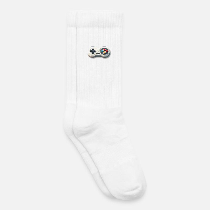 Retro Gaming - 16bit Controller für Videogames - Kinder Tennissocken - Weiß