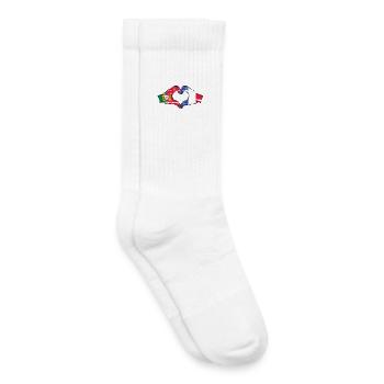 Portugal Frankreich Flagge Hände Herzform used - Kinder Tennissocken - Weiß - Rechts