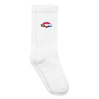 Portugal Hollande Drapeau Mains Coeur - Chaussettes de tennis bio enfant - blanc - Droite