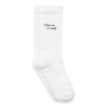 BElieve in YOUrself | Saying with 2 meanings - Kids Tennis Socks - white - Right