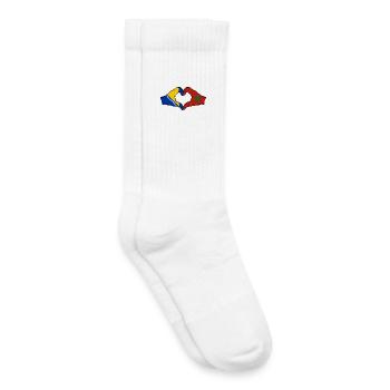 Bosnie Maroc Drapeau Mains Coeur Forme - Chaussettes de tennis bio enfant - blanc - Droite