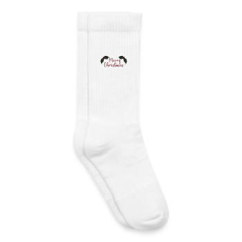 Merry Christmas lettering with holly - Kids Tennis Socks - white - Right