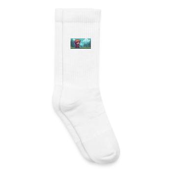 Pixel hero in the forest adventure gaming scene - Kids Tennis Socks - white - Right